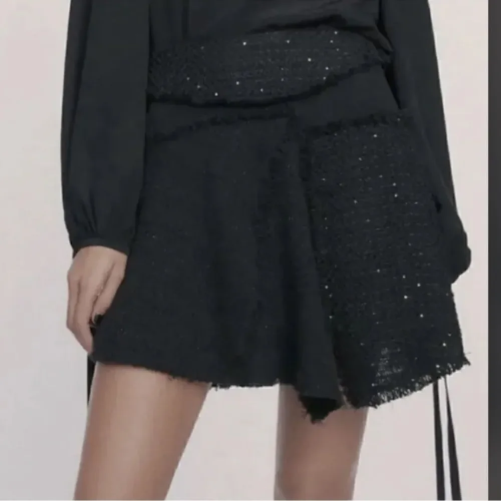 NWT Zara Tweed Sequin A Line Mini Skirt
